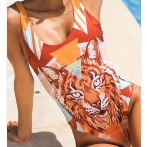 NEW HP Wildcat Animal printed one piece swimsuit